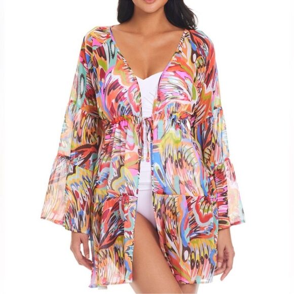 Bleu by Rod Beattie Break The Mold Caftan Coverup Medium New Vacation Tropical - Picture 1 of 7